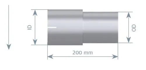 Pipe Adaptor, ID/OD=63.5/50 L= 200, INOX